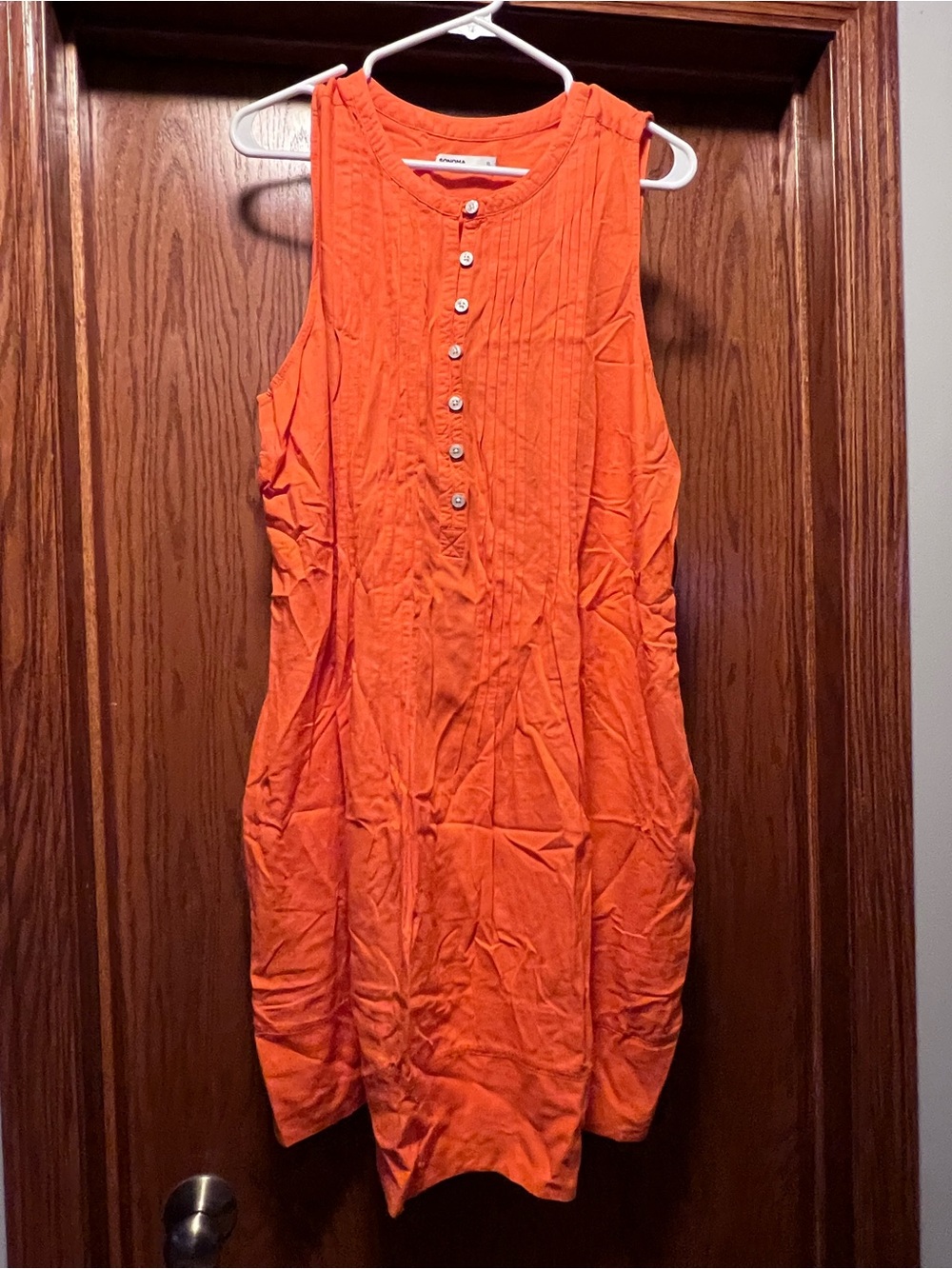 Sonoma Sleeveless Button-Front Orange Mini Dress